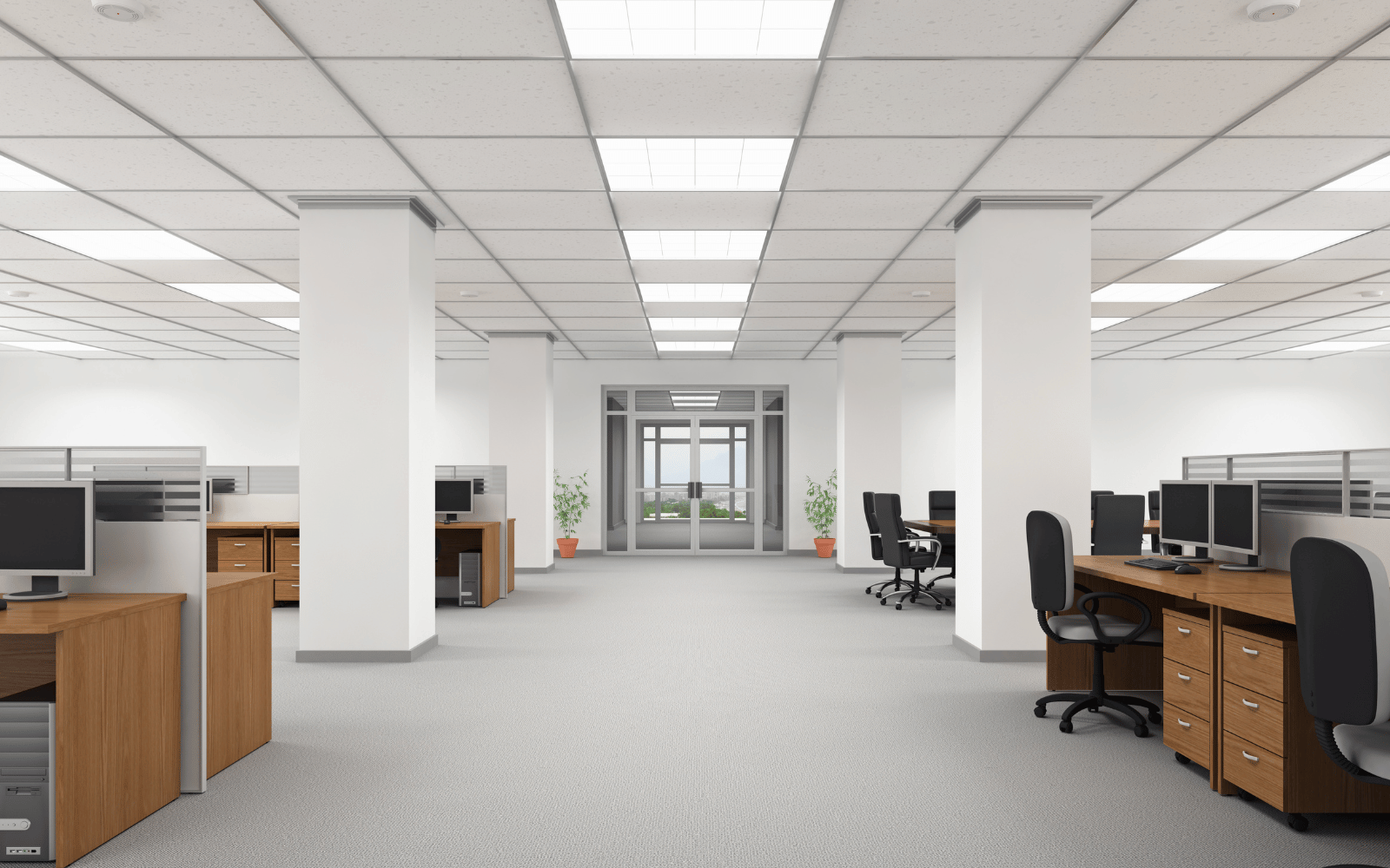 Modern office operations floor with connected workspaces